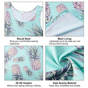 Camiseta sin mangas de punto con estampado de piña azul claro para hombre, cuello redondo, informal, transpirable, para verano y entrenamiento - Product Image 3