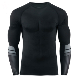 Stretchable Sportswear <b>Men</b> <b>Compression</b> <b>Shirts</b> Best Selling Breathable Quick Dry Eco-Friendly Spandex/Nylon Heat-Transfer Printed - Product Image 4