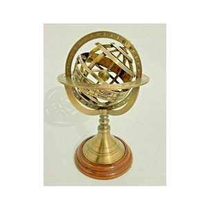 Globe céleste en laiton laiton antique 8 "sphère militaire nautique avec base en bois décor article décor nautique en laiton - Product Image 1