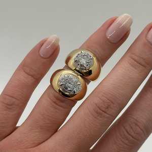2ct Round Lab Grown Diamond Bombe <b>Ring</b> 14K 18K Solid Gold Wide <b>Dome</b> Band Semi Bezel Set Statement Bubble <b>Ring</b> Heavy Gold Jewelry - Product Image 1