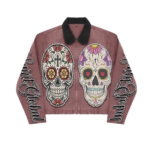 Nueva Llegada Chaqueta Vaquera Ligera para Hombre Saints Global, Corte Holgado, con Cremallera, Estilo Urbano, Letras Bordadas - Product Image 5
