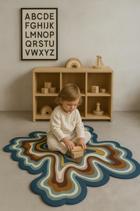 Tapis en laine tufté à la main, abstrait et luxueux, encadré, pour la décoration de maisons modernes et de projets hôteliers, pique-niques, avec envers en latex, cadeau du Nouvel An - Product Image 3