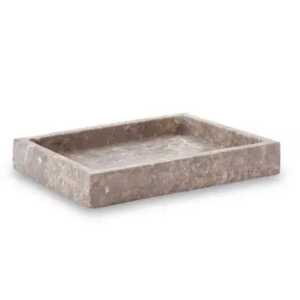 ถาดเสิร์ฟสี่เหลี่ยมสแตนเลสสีเงินทันสมัย พร้อมหูจับลายหินอ่อนธรรมชาติ - Product Image 3