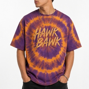 Camiseta Tie Dye para Hombre, Premium, Suave, Transpirable, Manga Corta, Diseño Morado, Estilo Urbano, Cuello Redondo, Corte Regular, Moda Urbana - Product Image 1
