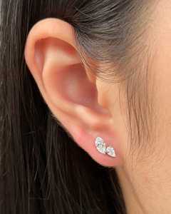 Boucles d'oreilles Ear Climber en or massif 14K 18K, avec diamants de laboratoire aux coupes poire, marquise, émeraude, ovale, bijoux fins de déclaration pour mariée, vente en gros - Product Image 4