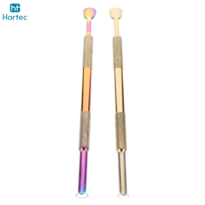Premium Quality Color-Coated Textured Handle Dual-Finish Stainless Steel Manicure Professional <b>Nail</b> Cuticle Pusher <b>Tools</b> - Product Image 3