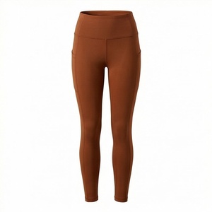 Leggings de Cintura Alta para Mujer, Color Sólido, Tejido Sin Costuras, Elásticos, Transpirables, con Bolsillos, para Todas las Temporadas - Product Image 1