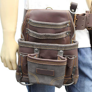 Cinturón de Herramientas de Cuero Genuino con Bolsillos de Almacenamiento, Cinturón de Herramientas de Cuero Industrial Resistente para Trabajo Profesional - Product Image 2