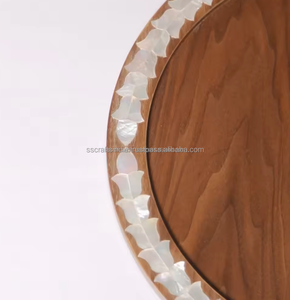 Elégant plateau de service en bois écologique, incrustation de nacre, forme rectangulaire personnalisable pour les cadeaux de fête de l'Aïd Ramadan à la maison - Product Image 6