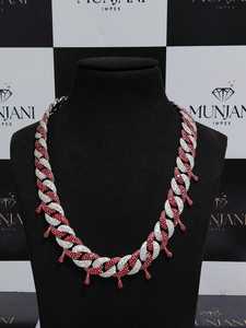 925 Silver Gold Plated Moissanite Cuban Link <b>Chain</b> <b>Iced</b> <b>Out</b> Red White Two Tone Drip Design Brilliant Cut Hip Hop Necklace Unisex - Product Image 5
