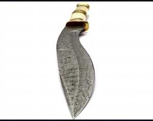 Herramienta Artesanal Recurva de Acero de Damasco Forjado a Mano con Mango de Hueso de Camello - Product Image 2