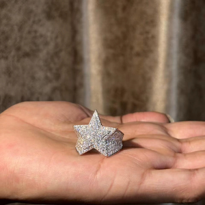 Luxury Iced Out Star <b>Ring</b> With Moissanite Stones Hip Hop <b>Statement</b> <b>Ring</b> For Women Men Shiny Bling Party Jewelry Gift Idea - Product Image 1