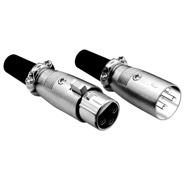 5-Core XLR Male to Female Audio & Video Connector with Secure 1/4 Jack 3-Pin Secure Mic Plug with Locking Ends