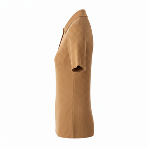 Camiseta de Manga Corta para Mujer, Estilo Nuevo, Ajustada, Sin Costuras, con Cuello Polo, Informal, de Punto - Product Image 5