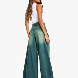 Premium Women High Waist Wide Leg Ripped Denim Jeans Blue Distressed Baggy Trousers For Casual Streetwear And Everyday Fashion - Product Image 3