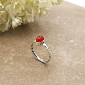 Brass Carnelian Bezel <b>Set</b> Natural Stone <b>Ring</b> 925 Sterling <b>Silver</b> Band Handmade Boho Jewelry Oval Gemstone Statement Unisex - Product Image 4
