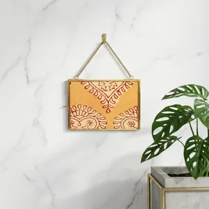 Artisan <b>Design</b> Pf101 Rectangle Metal Glass <b>Frame</b> Brass Finish Hanging <b>Wall</b> Decor Chain - Product Image 3
