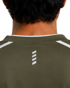 T-shirt de sport vert olive pour homme, manches courtes, séchage rapide, respirant, personnalisable, pour entraînement et gym - Product Image 3