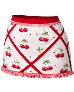 Ensemble jupe deux pièces pour femme, imprimé cerises blanches et rouges, comprenant un crop top sans manches et une mini-jupe taille haute, extensible, tenue d'été - Product Image 5