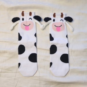 Custom Logo Magnetic Couple Cow Crew <b>Socks</b> Cute Animal Matching <b>Socks</b> for Children Kids Private Label <b>Socks</b> Manufacturer - Product Image 3