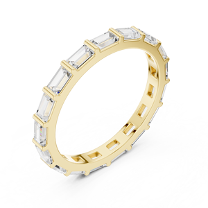 Anillo de Eternidad de Diamantes con Corte Esmeralda de Lujo, Oro de 14K/18K, Anillo de Boda con Diamantes Baguette, Joyería Personalizada - Product Image 2