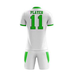 Maillot de football pour homme blanc et vert avec nom du joueur, col en V, manches courtes, évacuation de l'humidité, coupe athlétique, toutes saisons, impression sublimée - Product Image 4