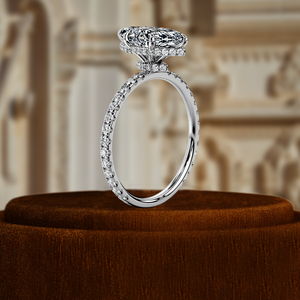 Anillo de Diamante de Laboratorio con Corte Marquesa de 1 Quilate, Anillo Clásico de Oro de 14K con Pavé, Anillo Solitario de Novia con Halo Oculto, Anillo Certificado por IGI - Product Image 6