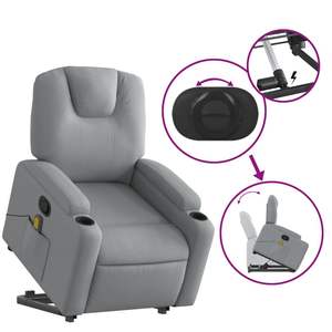 Fauteuil inclinable de massage gris clair - Product Image 5