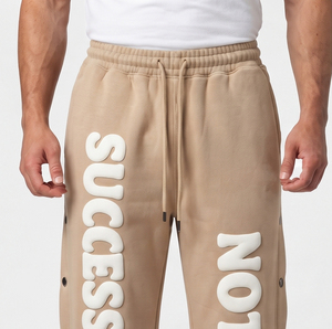 Pantalones Deportivos de Pierna Recta con Estampado Puff, 100% Algodón, de Alta Calidad, con Cordón Ajustable, Felpa Francesa - Product Image 3