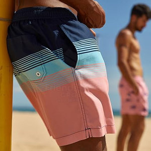 Shorts de bain décontractés pour hommes - Taille mi-haute, respirants, style urbain, coton/polyester - Product Image 4