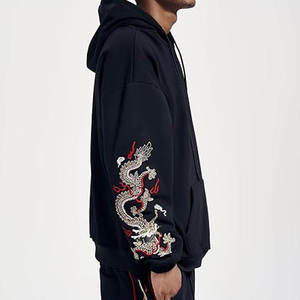Sudadera con capucha y cremallera negra para hombre Holy Uprise, de poliéster polar oversize, anti-bolitas, con bolsillo, estilo urbano para la parte delantera. - Product Image 5