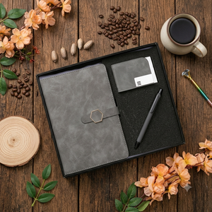 Agenda exécutif relié Aurelux Grey Premium avec porte-stylo et porte-cartes, cadeau d'entreprise, planificateur professionnel, ensemble de bureau, 192 pages, éponge - Product Image 5