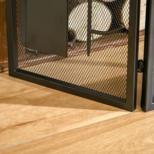 Schermo per caminetto pieghevole a 3 pannelli nero 2 porte magnetiche Set di utensili per caminetto 48 \ "X 0.75 \" protezione per scintilla antincendio spazzola per legna - Product Image 4