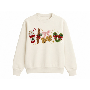 Elegant <b>Women's</b> Burgundy <b>Christmas</b> Beaded Santa Claus Tree Crew Neck <b>Sweatshirt</b> Drop Shoulder Long Sleeve Breathable <b>Sweatshirt</b> - Product Image 4
