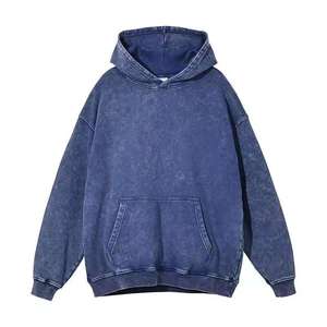 Sudadera con Capucha Personalizada, Estilo Vintage, Gruesa, Extra Grande, Lavada al Ácido, 380 g/m², Sin Cordones, Negra, de Algodón y Poliéster - Product Image 5