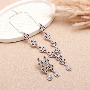 Conjunto de Collar de Rubí y Esmeralda al por Mayor, Chapado en Oro, Latón, Joyería Fina, Proveedor, Colección de Boda, Joyería Nupcial - Product Image 1