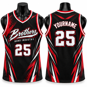 <b>mens</b> black <b>red</b> splash basketball jersey sublimated geometric slash pattern sleeveless mesh uniform tank top sports <b>vest</b> gym - Product Image 1