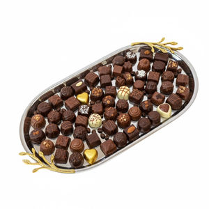 Plateau à chocolat rond design attrayant, qualité supérieure, métal poli argenté, pour la maison, l'hôtel et les fournitures de fête - Product Image 5