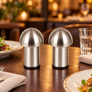 Salières et poivrières en acier inoxydable finition mate, distributeurs d'assaisonnements en forme de dôme pour la maison, les restaurants et les hôtels - Product Image 6