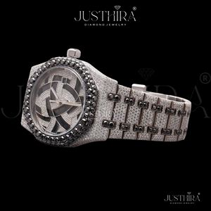 Reloj de Lujo Personalizable para Hombre, Estilo Hip Hop, con Moissanita y Diamantes Auténticos, Chapado en Plata, Joyería Iced Out, Unisex - Product Image 4