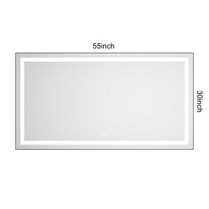 Specchio LED da Bagno 55 X 30 Pollici con Illuminazione Frontale e Posteriore, Montaggio a Parete, Cornice in Alluminio, Antiappannamento, Memoria, 3 Anni di Garanzia - Product Image 6