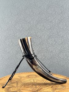 <b>Large</b> Drinking Horn Mug Handmade Natural Buffalo Horn <b>Cup</b> With Leather Strap For Beer Mead Wine Drinking - Product Image 3