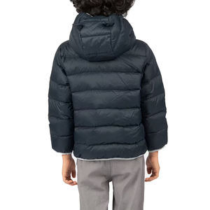 Veste matelassée unisexe bleu foncé, fermeture éclair, coupe-vent, légère, manteau d'hiver décontracté, couleur unie, coupe régulière, col montant - Product Image 3