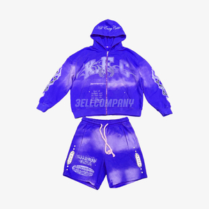 Men <b>Red</b> Tie Dye Zip-Up Hoodie & Jogger Pants Streetwear Unisex Full Sleeve Sweatsuit - Product Image 4
