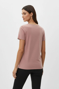 T-shirt personnalisé pour femme, couleur unie, col rond, manches courtes, tricoté, coupe décontractée, vêtements OEM ODM - Product Image 2