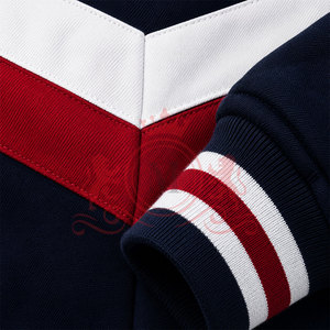 Streetwear <b>White</b> Blue Red Chevron Letterman <b>Jacket</b> Soft Material Button Front Ribbed Cuffs Everyday - Product Image 5