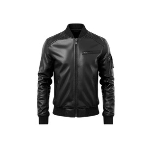 เสื้อแจ็คเก็ตบอมเบอร์หนัง PU สำหรับผู้ชายจาก Relevo Industries ทรงเข้ารูป คอปกพับได้ ซิปแบบมอเตอร์ไซค์ สไตล์ไบค์เกอร์ เหมาะสำหรับใส่ในฤดูใบไม้ร่วง - Product Image 4