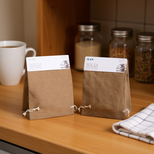 Borsa in tessuto Il Cloth Bag 15x20 cm 2 pezzi colore caffè multiuso - Product Image 3