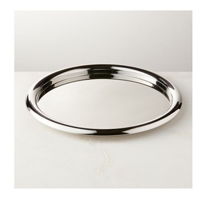 Elegant Frosted Silver Decorative Food ServingTray Handcrafted <b>Crimped</b> Rim Metal Centerpiece Modern Artisan Textured silverplate - Product Image 4