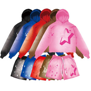 Survêtement 2-en-1 léger coupe ample en polyester/coton marron à capuche coupe-vent imprimé étoiles pour homme Econex Sports – Style streetwear - Product Image 6